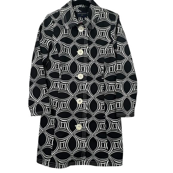Banana Republic Factory Black White Geometric Jacket XSP Trench Coat Classic - Picture 1 of 12